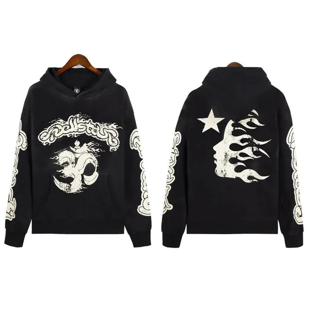 Hellstar Hoodie Om Symbol Flame Print
