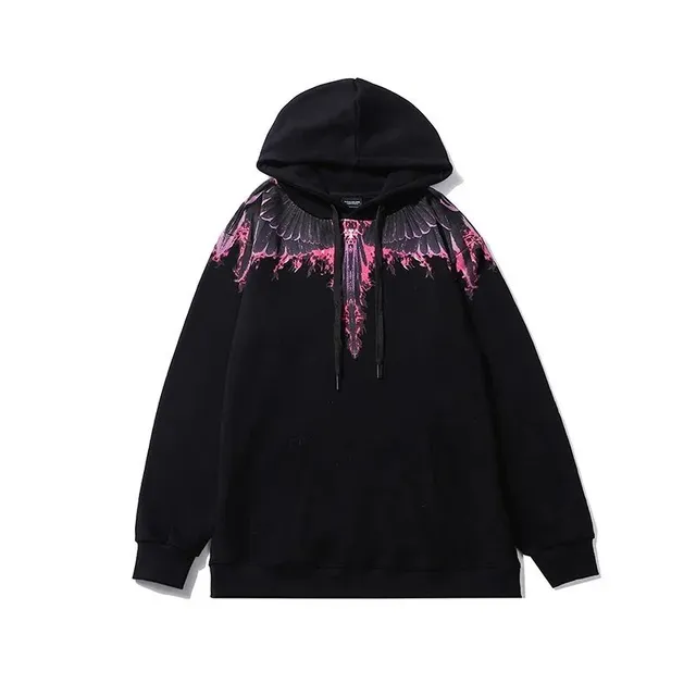 Marcelo Burlon Wings Hoodie Black with Pink Wings Print