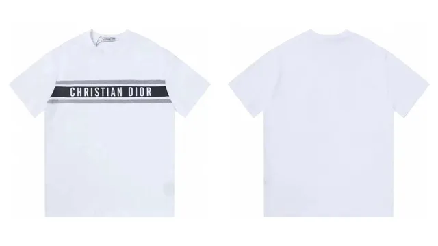 Dior Logo Stripe T-Shirt White with Black Logo Band