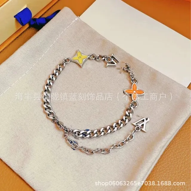 Louis Vuitton Chain Bracelet Monogram Flower Charm