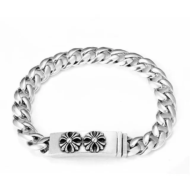 Chrome Hearts Curb Chain Bracelet Double Cross Motif