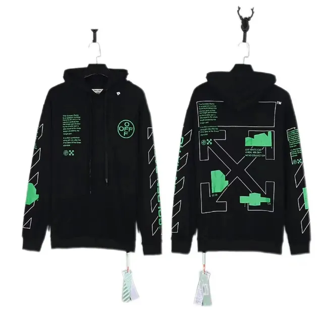 Off-White Hoodie Industrial Green Arrow Print
