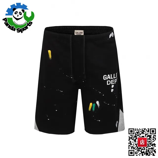 Gallery Dept. Paint Splatter Shorts Black with Multi-Color Splatter