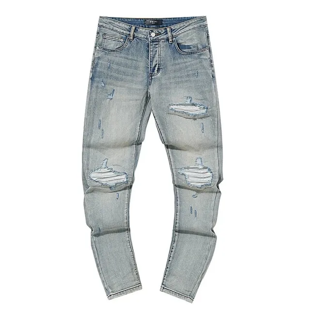 Amiri Distressed Slim Fit Jeans Light Wash Ripped