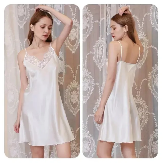 Silk Slip Dress Lace Trim