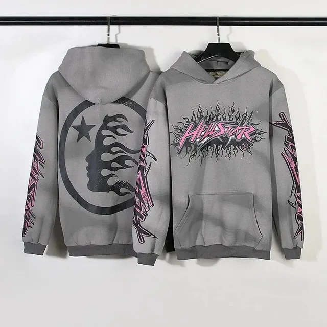 Hellstar Hooded Sweatshirt Flame Moon Graphic