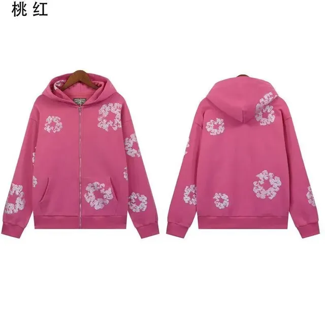 Zip-Up Hoodie Floral Embroidered
