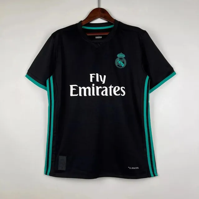 Adidas Real Madrid Away Jersey Black with Teal Stripes