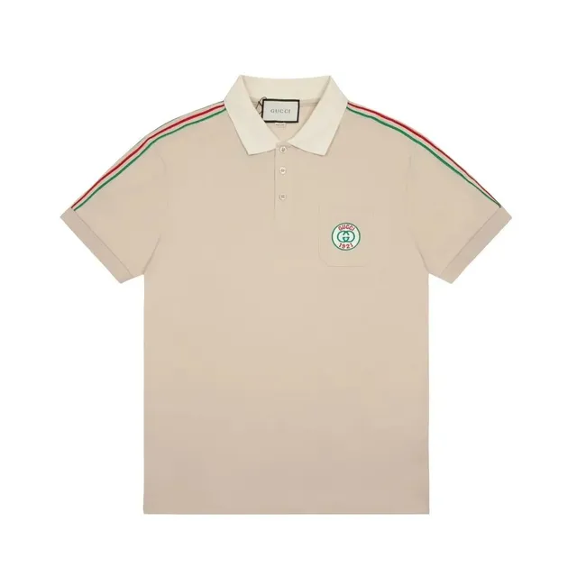 Gucci Polo Shirt Web Stripe Beige