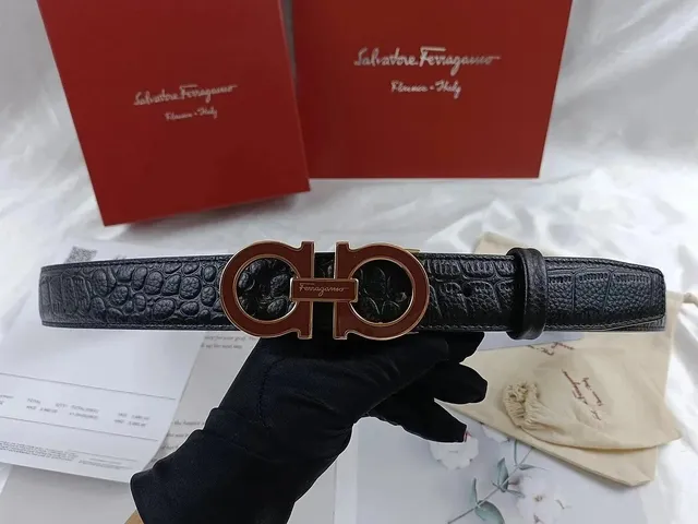 Ferragamo Gancini Belt Crocodile-Embossed