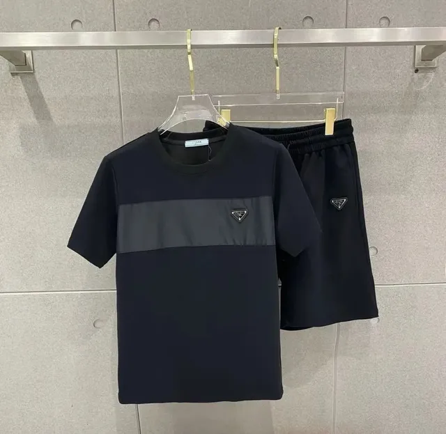 Prada T-Shirt and Shorts Set Triangular Logo Panel