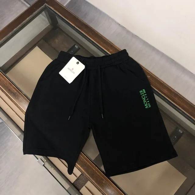 Moncler Logo-Print Shorts Neon Green Logo