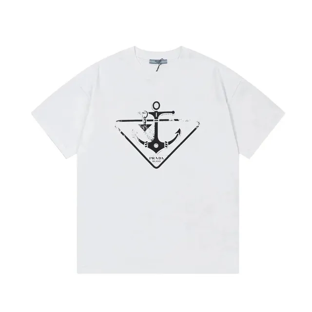 Prada Anchor Graphic Tee Black Anchor Print