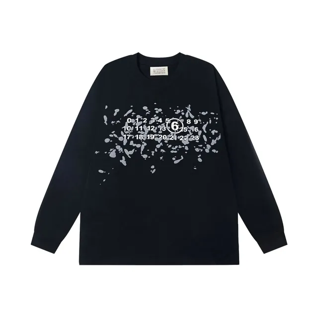 Maison Margiela Long-Sleeve Tee Numbers Print with Splatter