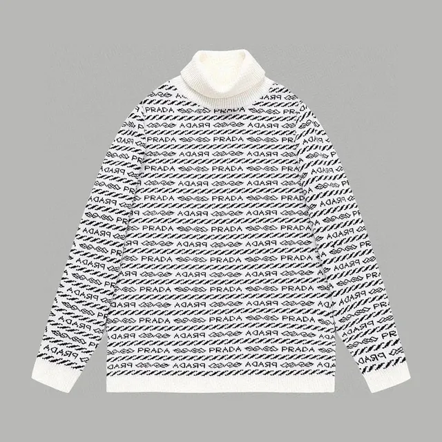 Prada Turtleneck Sweater Logo Intarsia