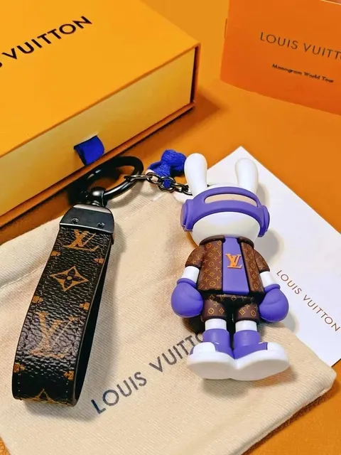 Louis Vuitton KAWS x LV Figurine Keychain Monogram Purple