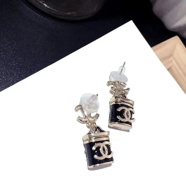 Chanel CC Barrel Earrings Enamel and Metal