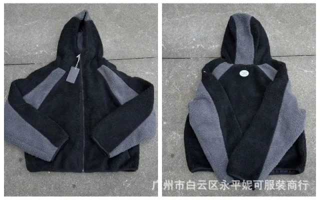 黑拼灰/拉链外套