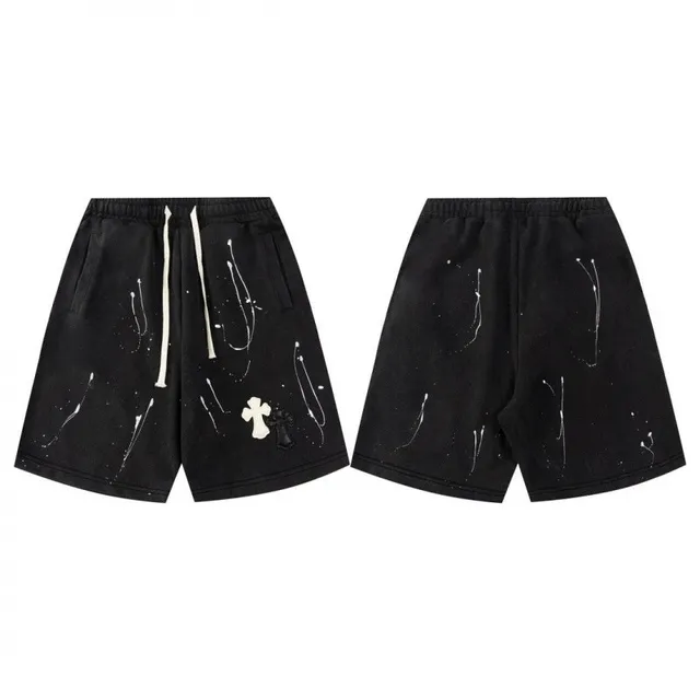Chrome Hearts Paint Splatter Shorts Cross Appliqué