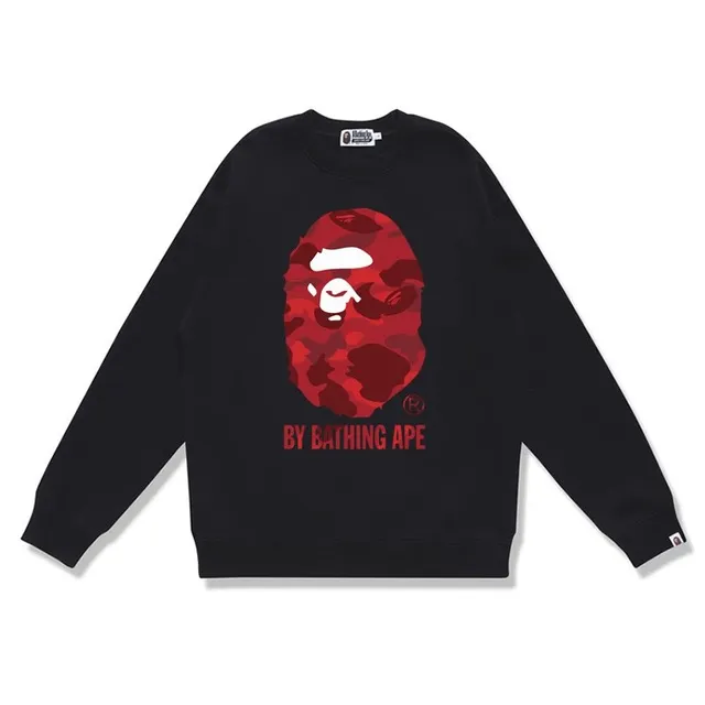 BAPE Crewneck Sweatshirt Red Camo Ape Head