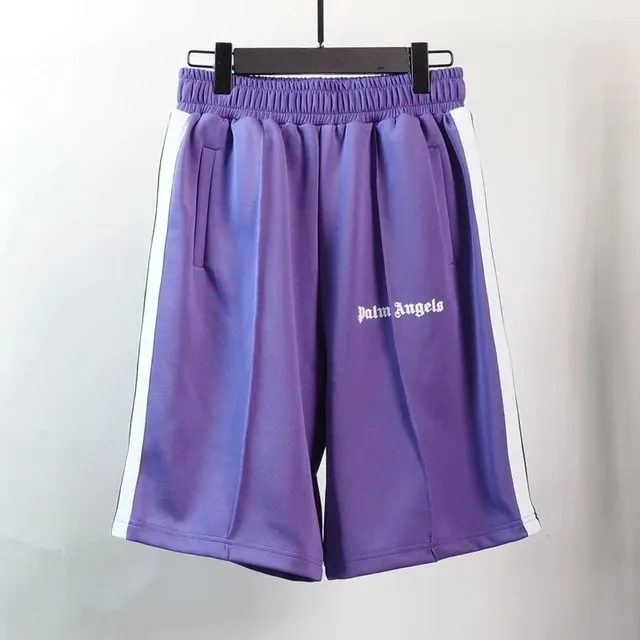 Palm Angels Track Shorts Purple with White Stripe