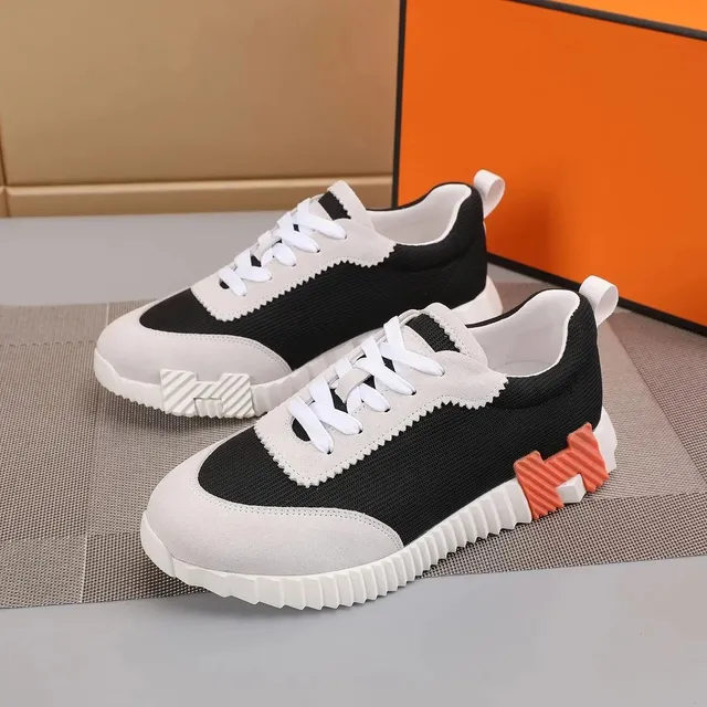 Hermès H-Stripes Sneaker Black White Orange