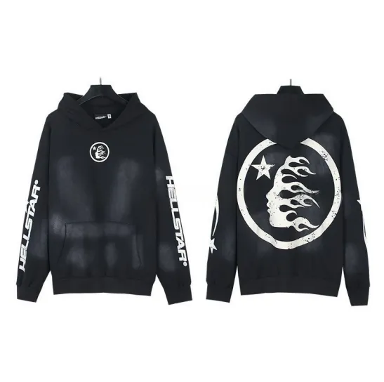 Hellstar Hooded Sweatshirt Flame Moon Graphic