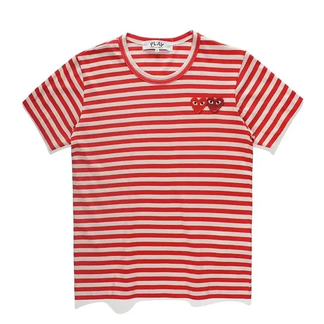 Comme des Garçons Heart Stripe Tee Red and White Striped