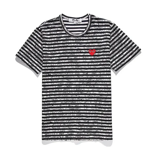 Comme des Garçons Striped Tee Heart Logo