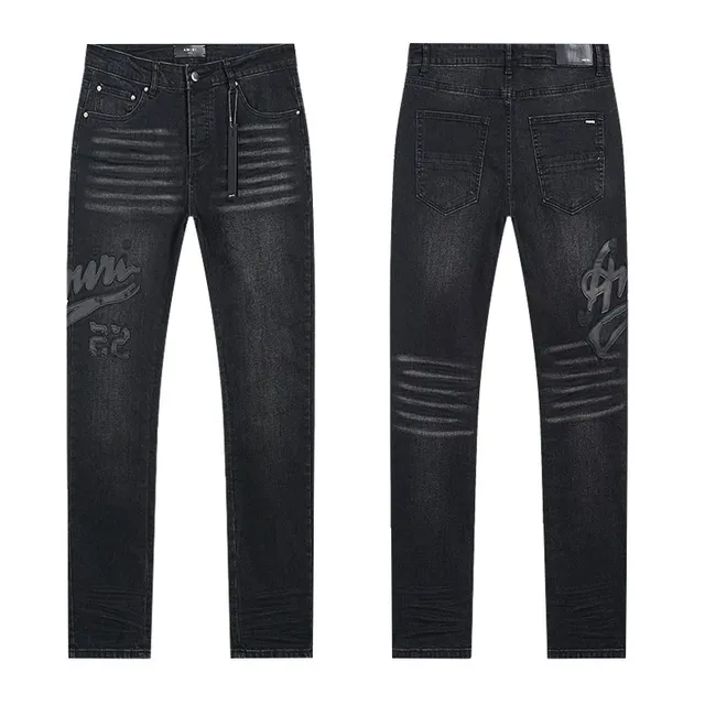 Amiri Distressed Jeans Graffiti Print