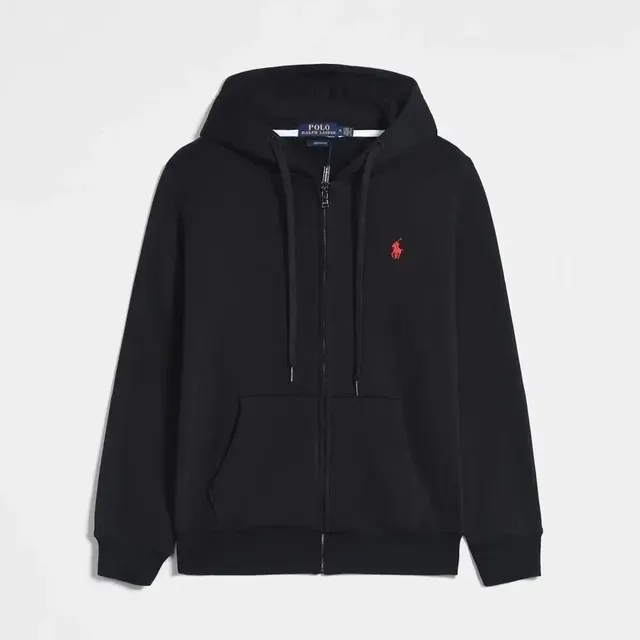 Polo Ralph Lauren Classic Fit Full-Zip Hoodie Black with Red Pony