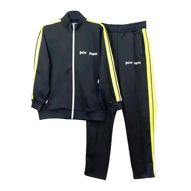 Palm Angels Track Suit Black with Yellow Stripes