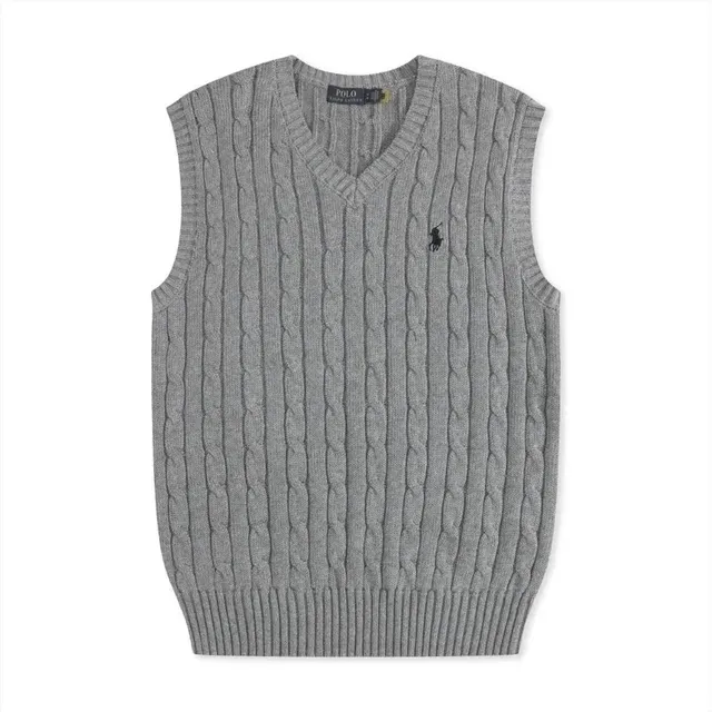 Polo Ralph Lauren Cable Knit V-Neck Vest Heather Grey