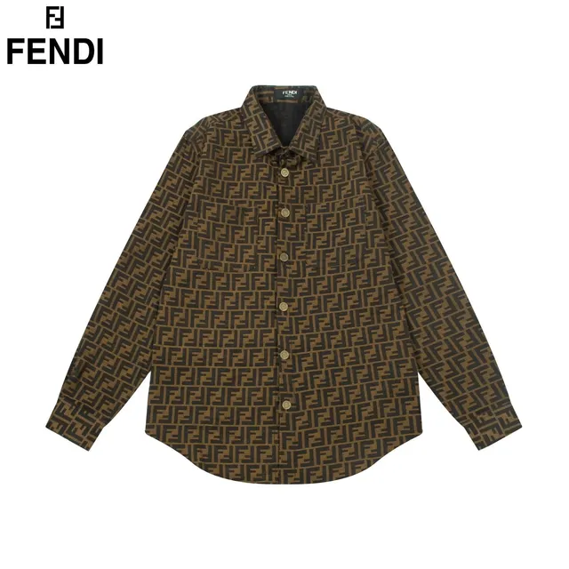 Fendi FF Logo Shirt Brown and Black Monogram