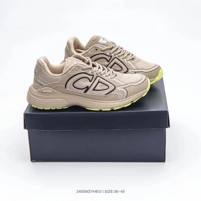 Dior B22 Beige with Neon Green Sole