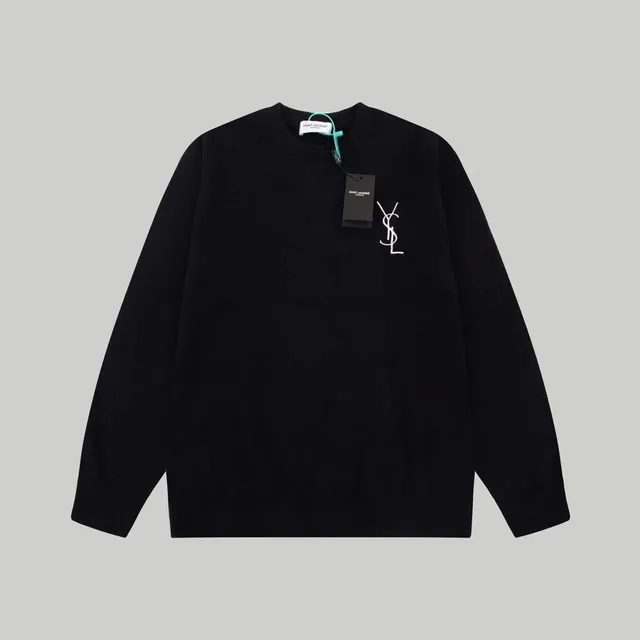 Saint Laurent Crewneck Sweater Monogram Embroidery