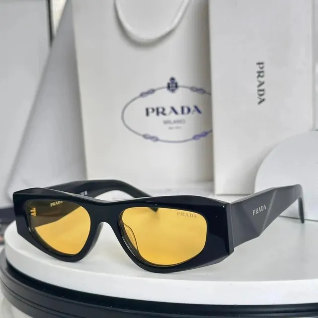 Prada Sunglasses Rectangular Frame with Yellow Lens