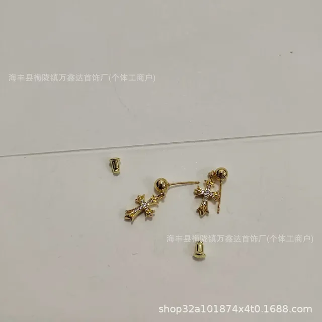 Chrome Hearts Cross Earrings Pave Crystal