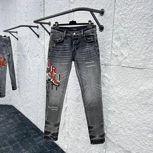 Amiri Graphic Print Jeans Distressed Tiger Print