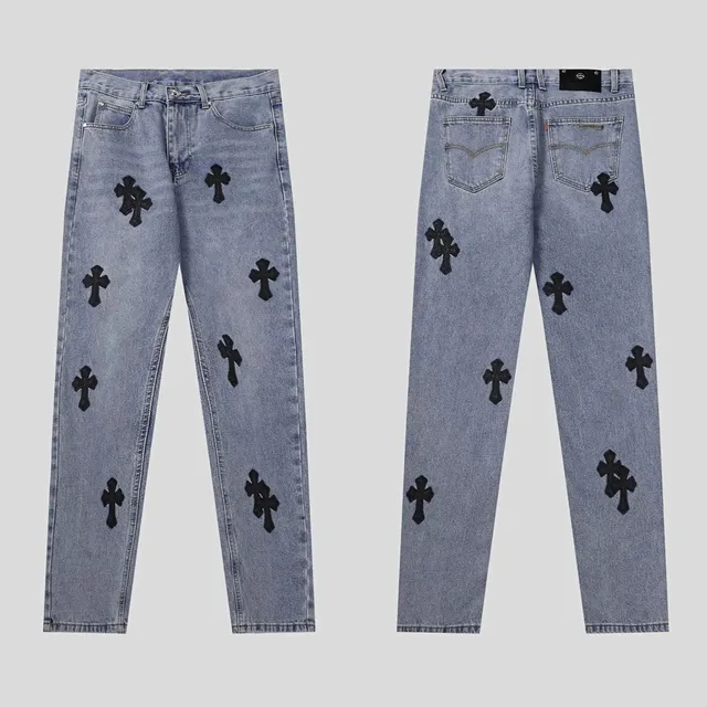 Chrome Hearts Cross Patch Jeans Black Cross Embroidery