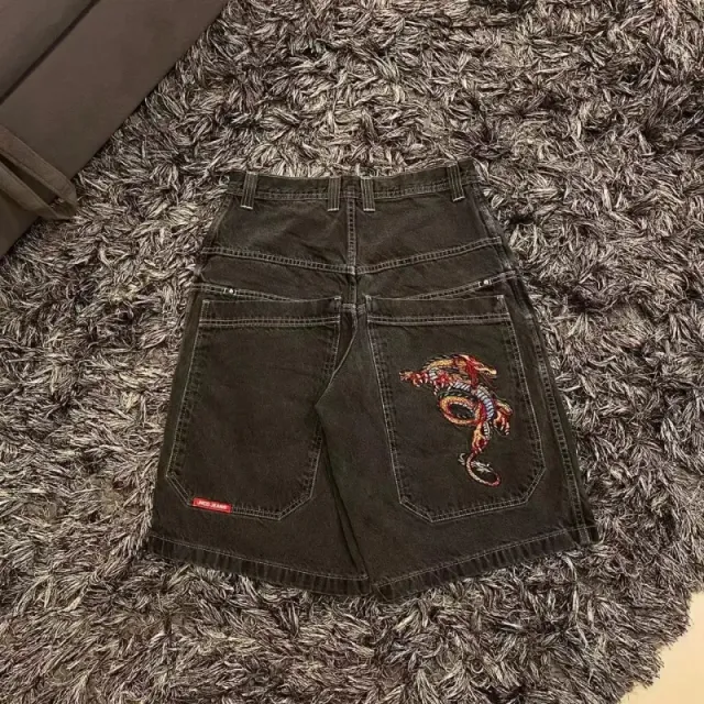 BAPE Denim Shorts Embroidered Dragon