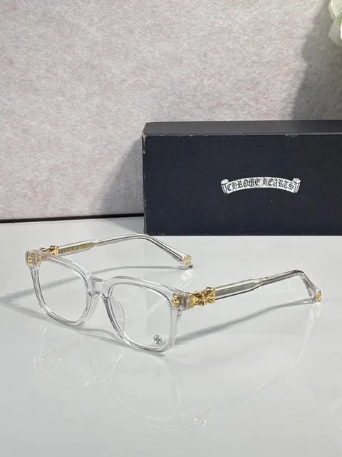 Chrome Hearts Optical Frame Clear Acetate with Gold Cross Accents