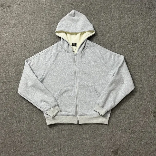 Corteiz Zip-Up Hoodie Heather Grey with Cream Lining