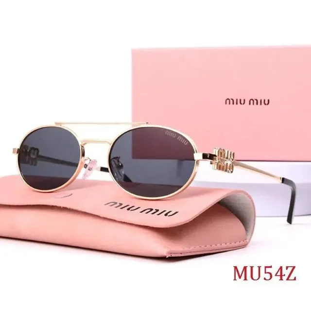 Miu Miu Oval Sunglasses Gold Frame