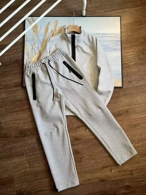 Half-Zip Sweatshirt and Joggers Set Heather Grey with Black Accents