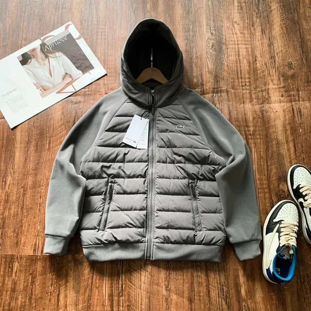 Lacoste Hooded Puffer Jacket Quilted Zip-Up