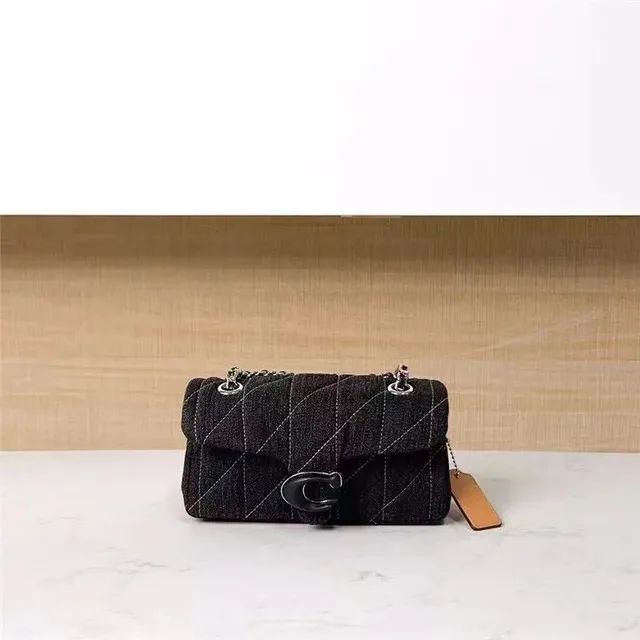 Coach Quilted Shoulder Bag Denim Quilted