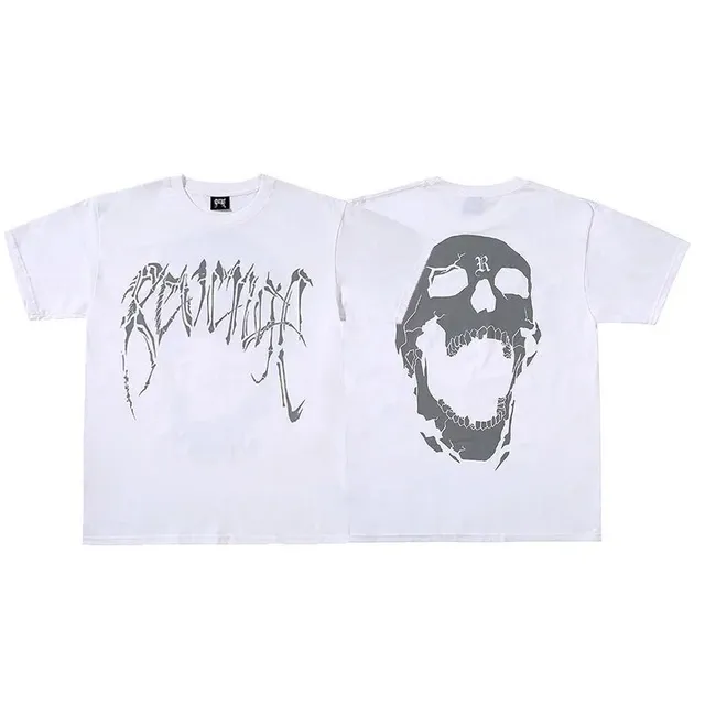 Rhude Skull Graphic Tee Distressed Skull and Logo Print