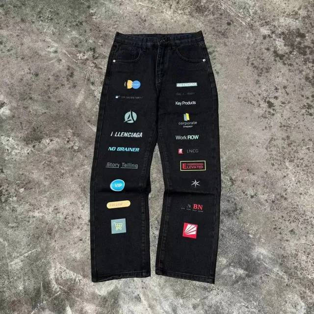 Balenciaga Logo-Print Jeans Multi-Brand Patchwork