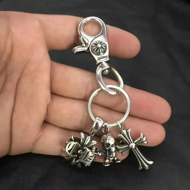 Chrome Hearts Keychain Cross and Skull Charms
